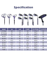 Hongge Women's Right Hand Complete Golf Club Set with Stand Bag and Rain Hood