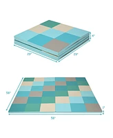 Hongge 58 Inch Toddler Foam Play Mat Baby Folding Activity Floor Mat-Light Blue