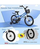 Hongge 18 Inch Kids Bike with Kickstand and Coaster Brake for 4-8 Years Old