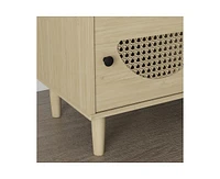 gaomon Boho Rattan Nightstand with Charging Station - End Table with Usb Ports & Power Outlets,2