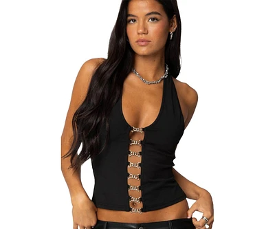 Edikted Womens Chain Reaction Cut Out Top