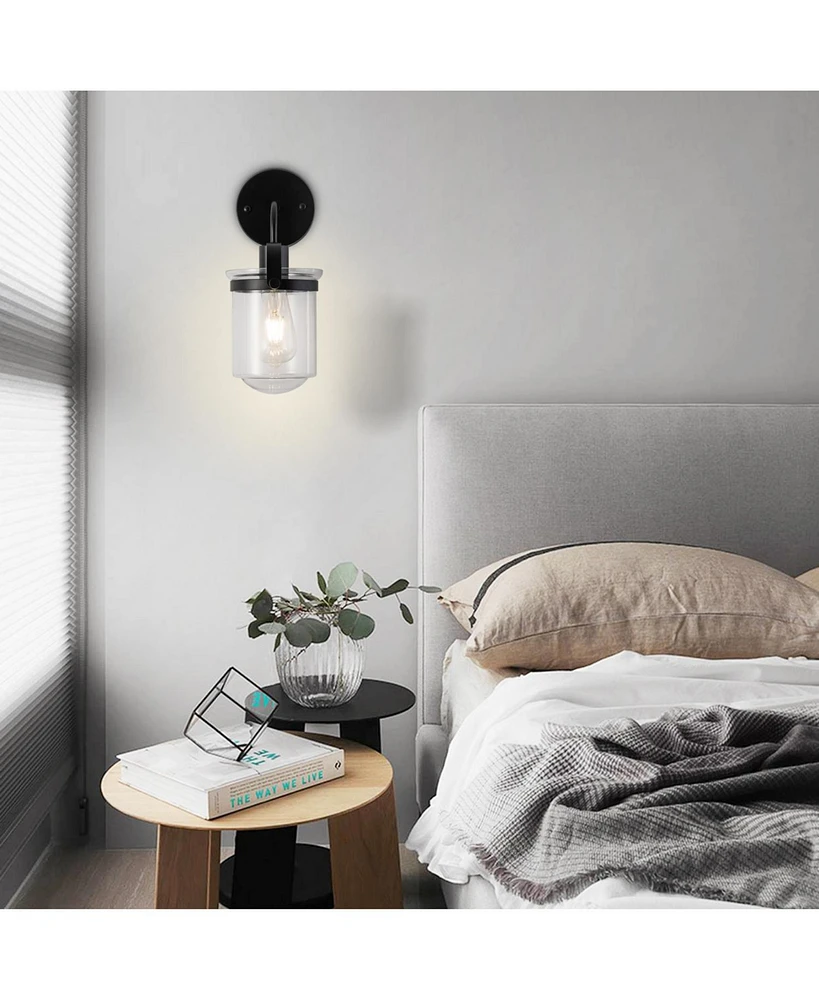 Slickblue 1-Light Wall Lamp with Clear Glass Shade, Modern Industrial Sconce, Stylish Indoor Light Fixture for Bathroom, Living Room, Bedroom