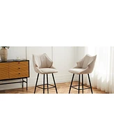 Streamdale Furniture Set of 2 Modern Counter Height Swivel Bar Stools with Wool and Linen Upholstery