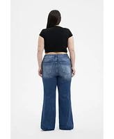 Bayeas Women's High Rise Wide Leg Jeans With Raw Hem Azure