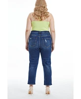 Bayeas Women's High Rise Loose Tapered Mom Jeans Bluebell