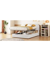 Streamdale Furniture Teddy Fleece Full Size Upholstered Platform Bed with Hydraulic Storage System, White