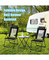 Sugift 4 Pieces Patio Garden Adjustable Reclining Folding Chairs with Headrests