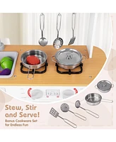 Hongge Toddler Pretend Play Kitchen Toy with Stove for 3+ Boys and Girls