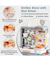 Hongge Kids Play Kitchen Toy with Stove Sink Oven with Light and Sound