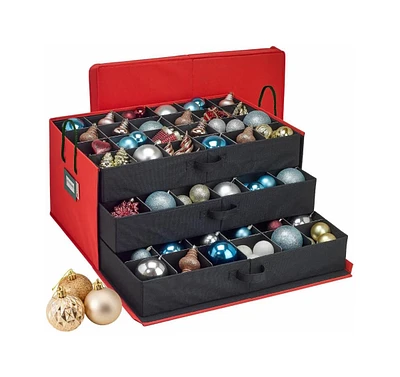 Florida Brands Christmas Ornament Storage Box with Dividers and 3 Removable Trays Stores up to 72-4" Ornaments