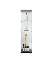 Glass Display Cabinet 4 Shelves with Door, Floor Standing Curio Bookshelf for Living Room Bedroom Office, 64.7" 16.7" 14.3", Black