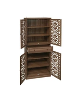 4 Door Cabinet with 1 Drawer, with 4 Adjustable Inner Shelves, Storage Cabinet