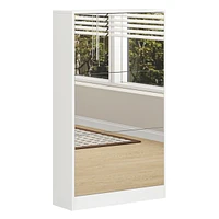 Modern Shoe Cabinet with Small Mirror Edge Gap, Mirror Shoe Rack Organizer with 3 Flip Drawers, Shoe Storage Cabinet for Entryway, Living room, Dressi