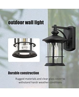Flynama 1 Waterproof Outdoor Wall Light, Clear Glass Sheet Outdoor Wall Light, Matte Black