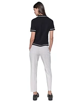 Karl Lagerfeld Paris Petite Polo-Collar Short-Sleeve Sweater