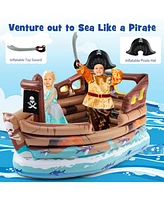 Hongge Inflatable Pirate Ship Playhouse with Built-in Motor and Inflatable Toy Sword