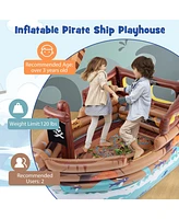 Hongge Inflatable Pirate Ship Playhouse with Built-in Motor and Inflatable Toy Sword