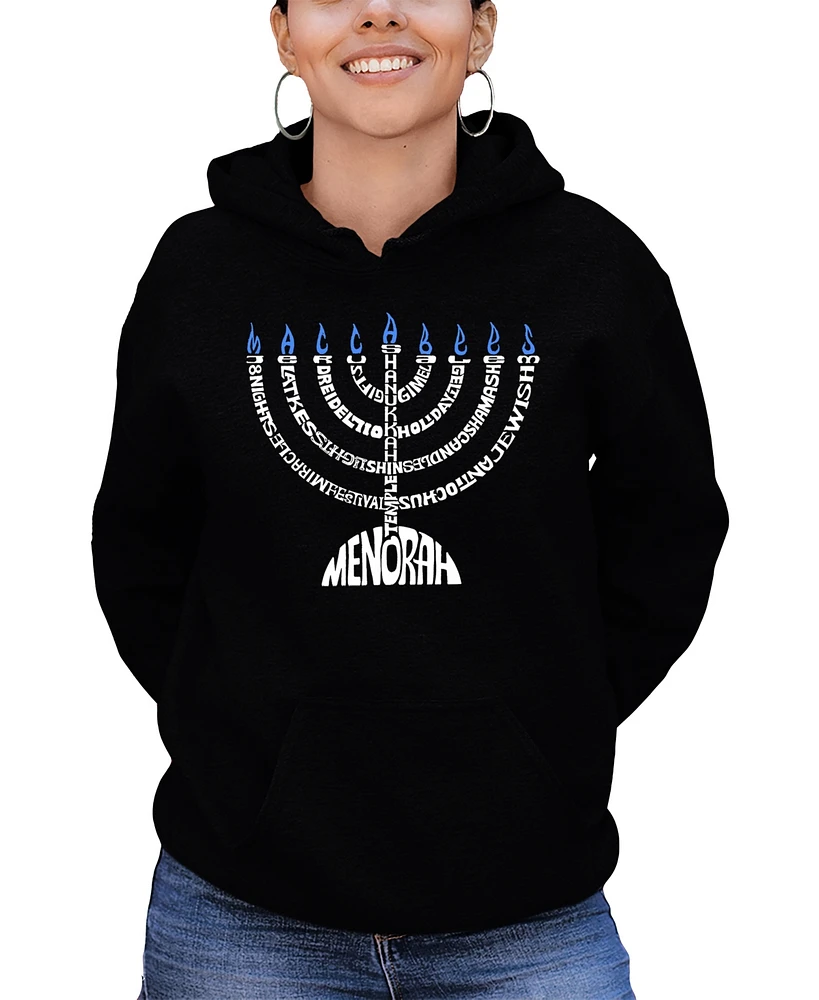 La Pop Art Women's Menorah Word Hooded Sweatshirt