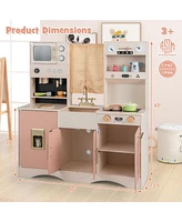 Hongge Kids Kitchen Playset with Microwave and Coffee Maker for Ages 3+