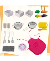Hongge Wooden Kids Play Kitchen Playset with Realistic Lights and Sounds