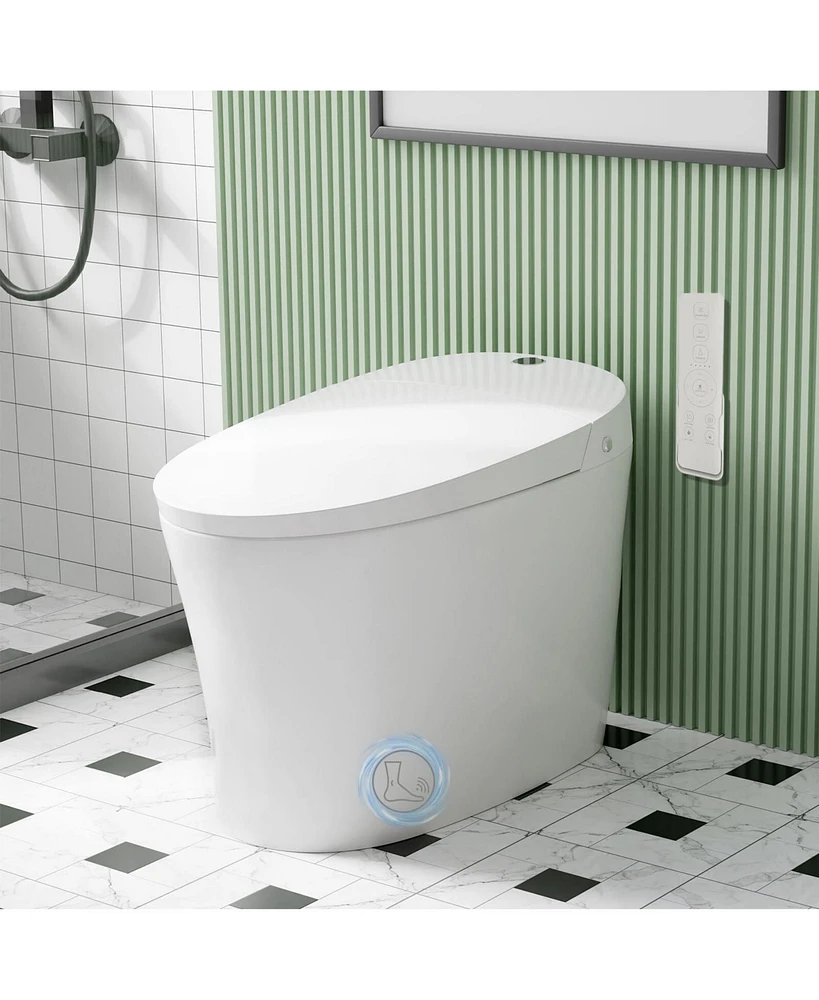 gaomon Smart Toilet,One Piece Bidet Toilet for Bathrooms,Elongated Toilet With Warm Water,Foot Sensor Operation,Dual Auto Flush,Heated Bidet Seat,Nigh