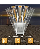 Gymax 42,000 Btu Stainless Steel Pyramid Patio Heater Glass Tube Flame W/ Wheels