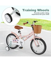 Hongge 16-Inch Kids' Retro Bike with Adjustable Height and Basket for Ages 4-7