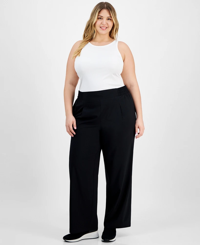 Id Ideology Plus Wide-Leg Pull-On Ankle Pants, Exclusively at Macy's