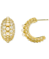 Kendra Scott Gold-Tone Cultured Freshwater Pearl (2mm) & Crystal Pave Small Half Hoop Earrings