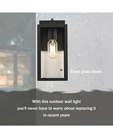 Flynama Dusk to Dawn Sensor Outdoor Wall Light, Waterproof Outdoor Wall Lamps, Wall Sconce with Seeded Glass, Matte Black