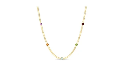 The Lovery Rainbow Gemstone Curb Necklace 14K Gold