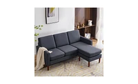 Slickblue Fabric Upholstered 3-Seater Modular Sofa with American-Style Armrests and Chaise Lounge for Indoor Use