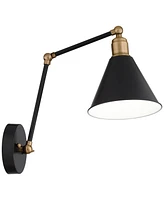 360 Lighting Wray Industrial Adjustable Swing Arm Wall Mounted Lamp Black Antique Brass Metal Hardwired Light Fixture for Bedroom Bedside House Readin