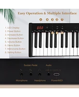 Hongge 61-Key Portable Electronic Keyboard Piano Complete Digital Piano Set with Stand and Stool