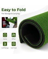 Hongge Artificial Turf Mat for Indoor and Outdoor Golf Practice Includes 2 Rubber Tees and 2 Alignment Sticks-25mm