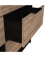 Depot E-Shop Egeo 4 Drawers Dresser, Superior Top, Black / Pine