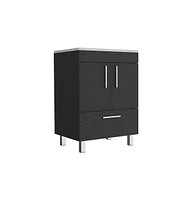 Depot E-Shop Essential Single Bathroom Vanity, One Draw, Double Door Cabinet, Black