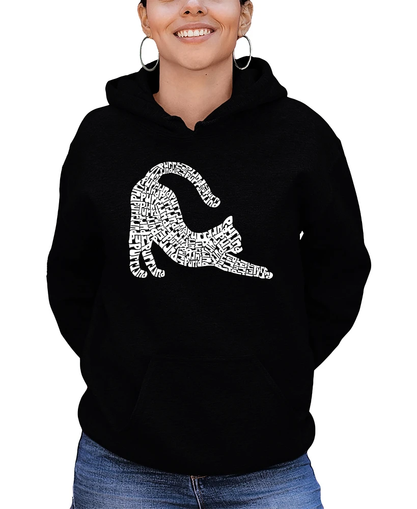 La Pop Art Women's Stretching Cat Word Hooded Sweatshirt