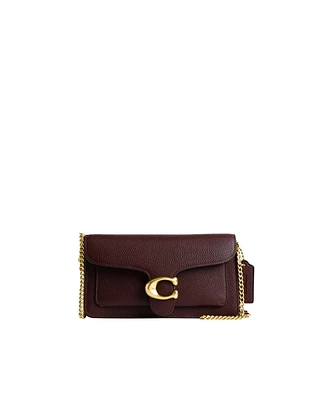 Coach Polished Pebble Leather Tabby Chain Clutch