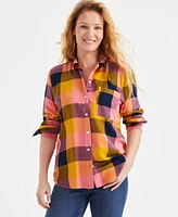 Style & Co Women's Plaid Button-Front Perfect Shirt, Created for Macy's