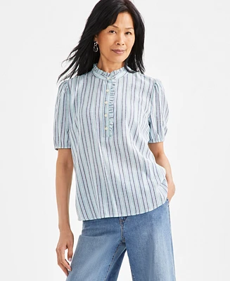Style & Co Women's Stripe Button-Front Shirt, Exclusively at Macy's