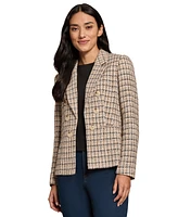 Jones New York Women's Faux-Double Breasted Plaid Jacket