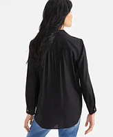 Style & Co Women's Johnny Collar Long-Sleeve Shirt, Exclusively at Macy's