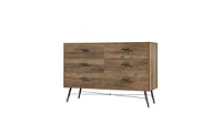 Slickblue 6-Drawer Chest, Rustic Walnut Dresser Tv Stand, Large Storage Tower for Bedroom, Closet & Hallway