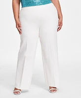 Anne Klein Plus Compression Pull-On Wide-Leg Trousers