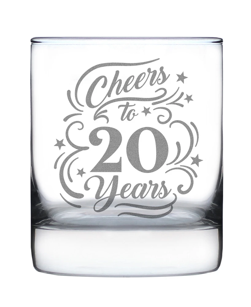 Bevvee Cheers to 20 Years - Whiskey Rocks Glass