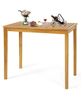 Sugift Rectangular Indoor and Outdoor Bar Height Table for Garden