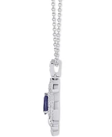 Enchanted Disney Fine Jewelry Blue Sapphire (5/8 ct. t.w.) & Diamond (1/4 ct. t.w.) Cinderella Pendant Necklace in 14k White Gold, 16" + 2" extender