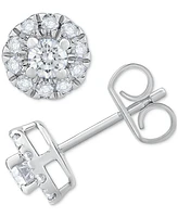 Diamond Round Halo Stud Earrings (1/2 ct. t.w.) 14k White Gold or