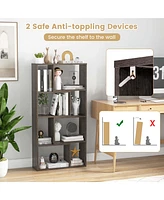 Costway 48" Geometric Bookshelf Open-back Bookcase with 8 Cubes 2 Anti-Toppling Devices